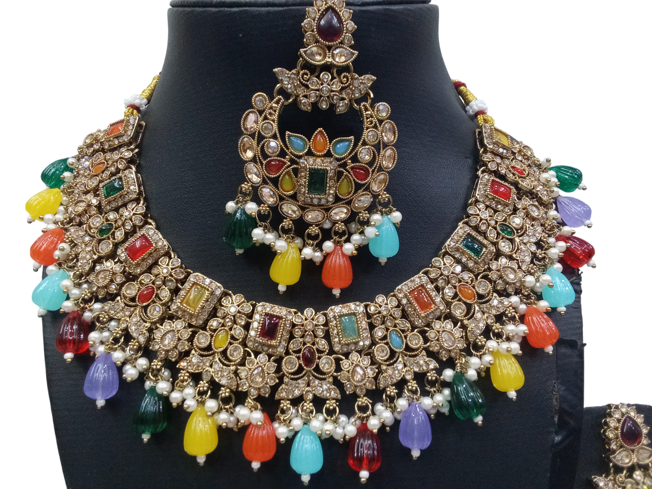 Pakistani Gold Plated Women Wedding Jewellery Necklace Set Stylish Girls Pendant By Kalra Creations
