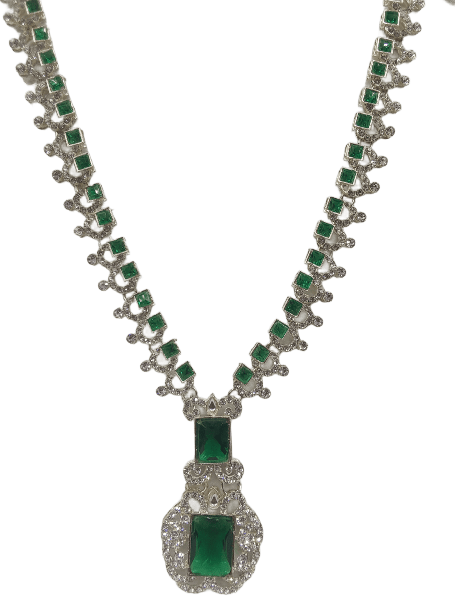 Women Necklace Jewelry Earrings Indian Bollywood Bridal AD Set Silver Plated By Kalra Creations