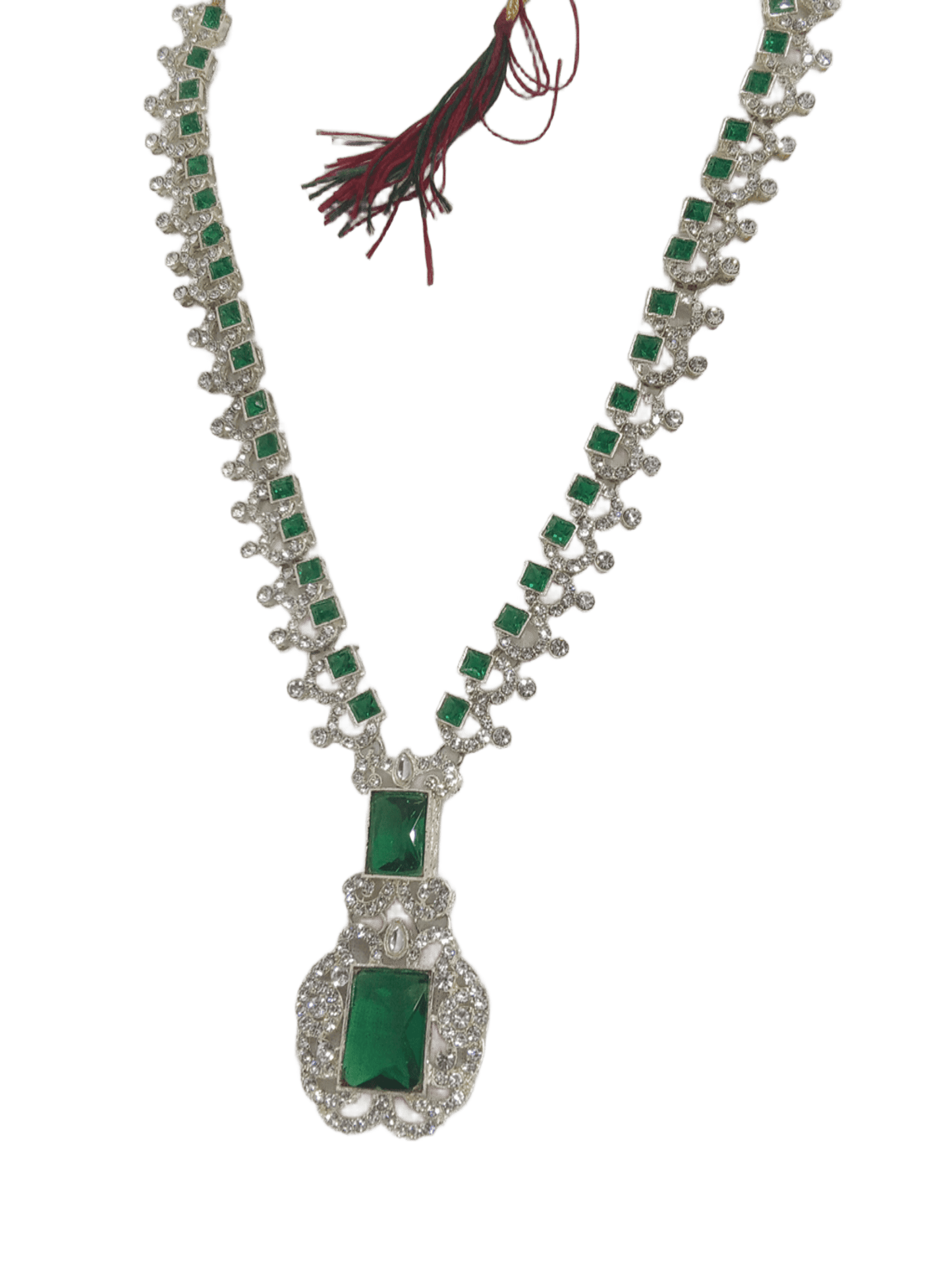 Women Necklace Jewelry Earrings Indian Bollywood Bridal AD Set Silver Plated By Kalra Creations