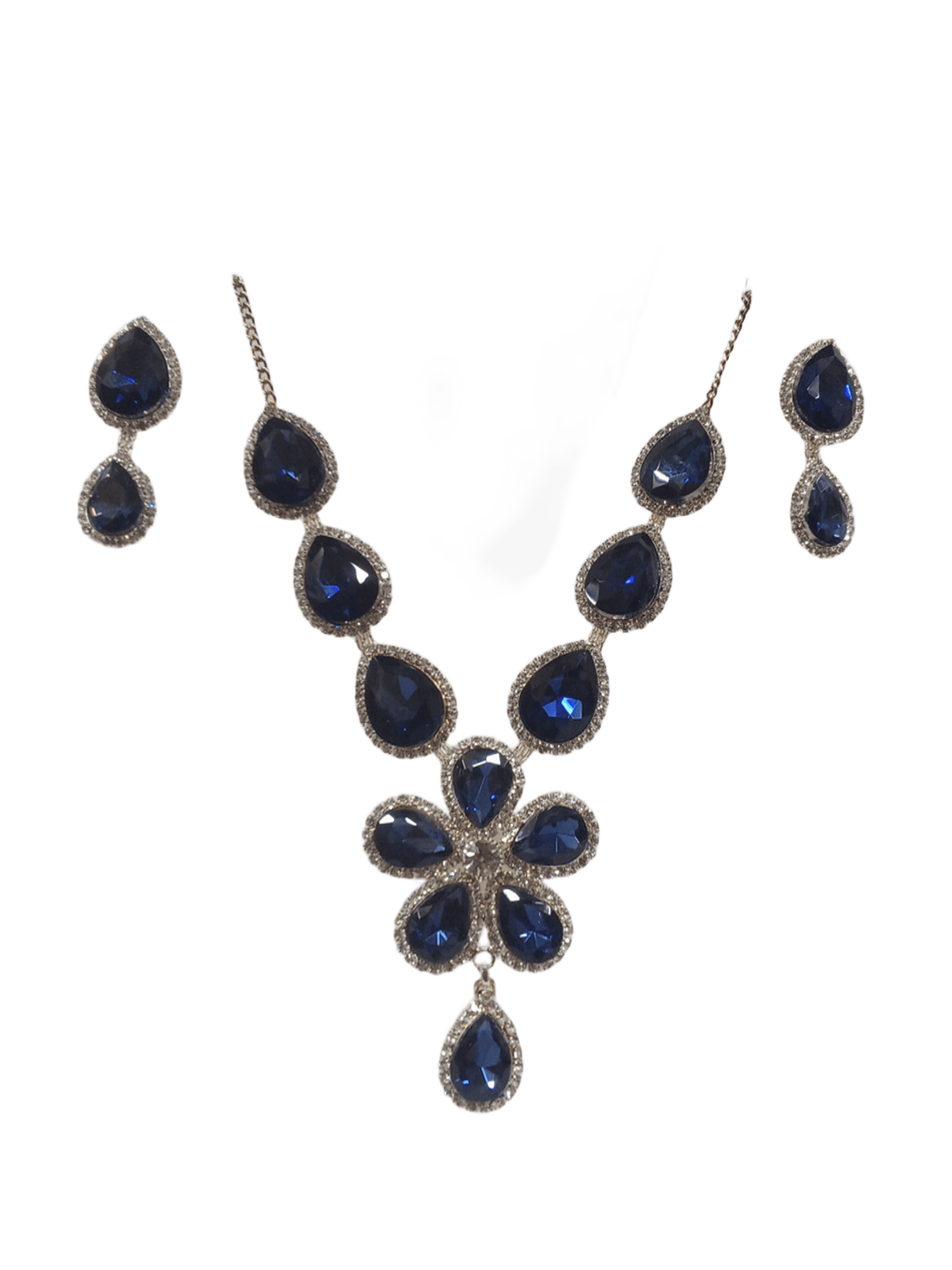 Women Necklace Jewelry Earrings Indian Bollywood Bridal AD Set Silver Plated By Kalra Creations