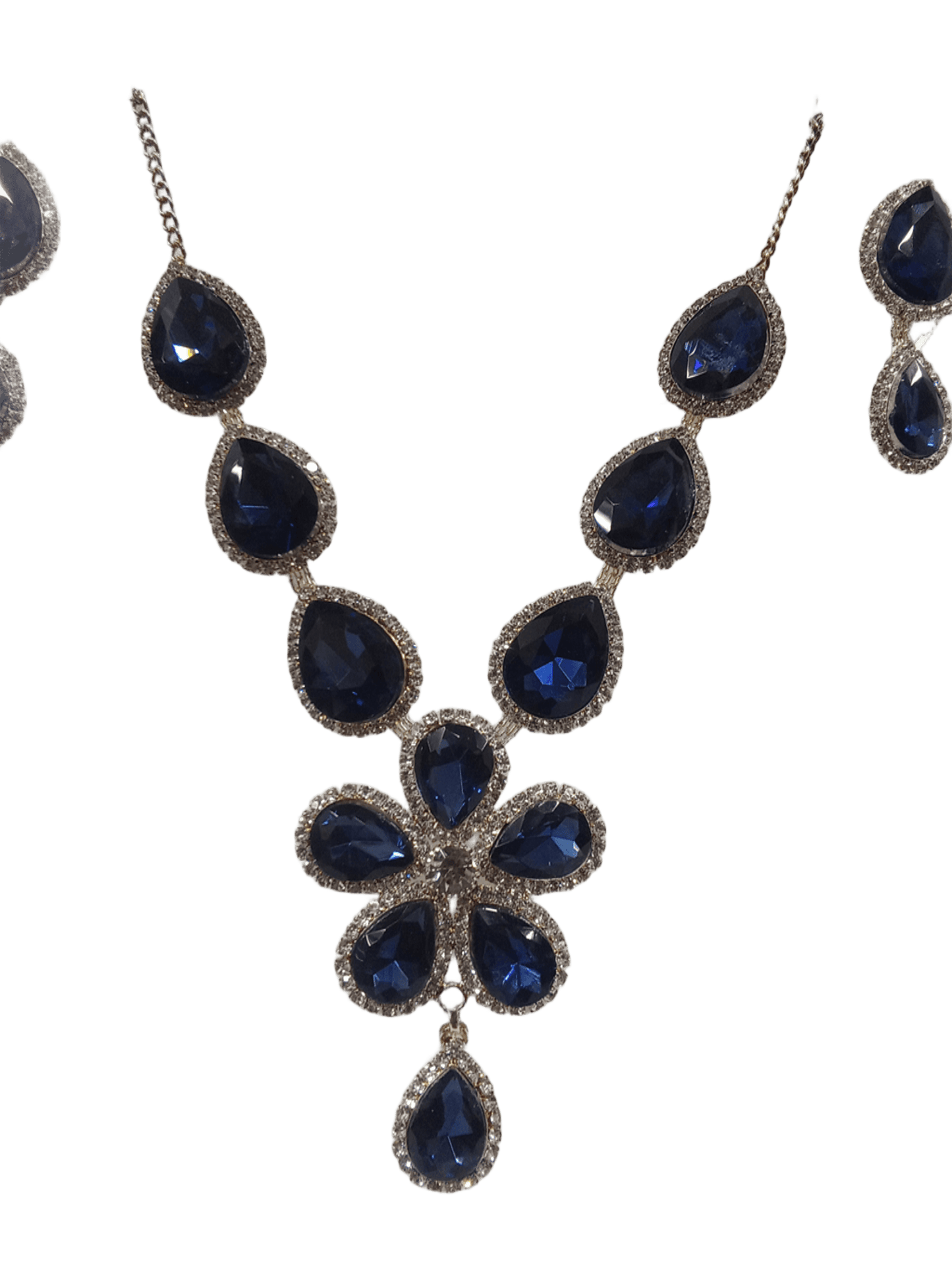 Women Necklace Jewelry Earrings Indian Bollywood Bridal AD Set Silver Plated By Kalra Creations