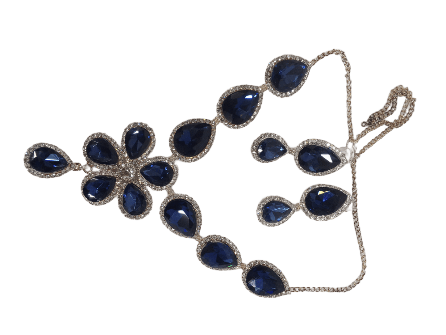 Women Necklace Jewelry Earrings Indian Bollywood Bridal AD Set Silver Plated By Kalra Creations
