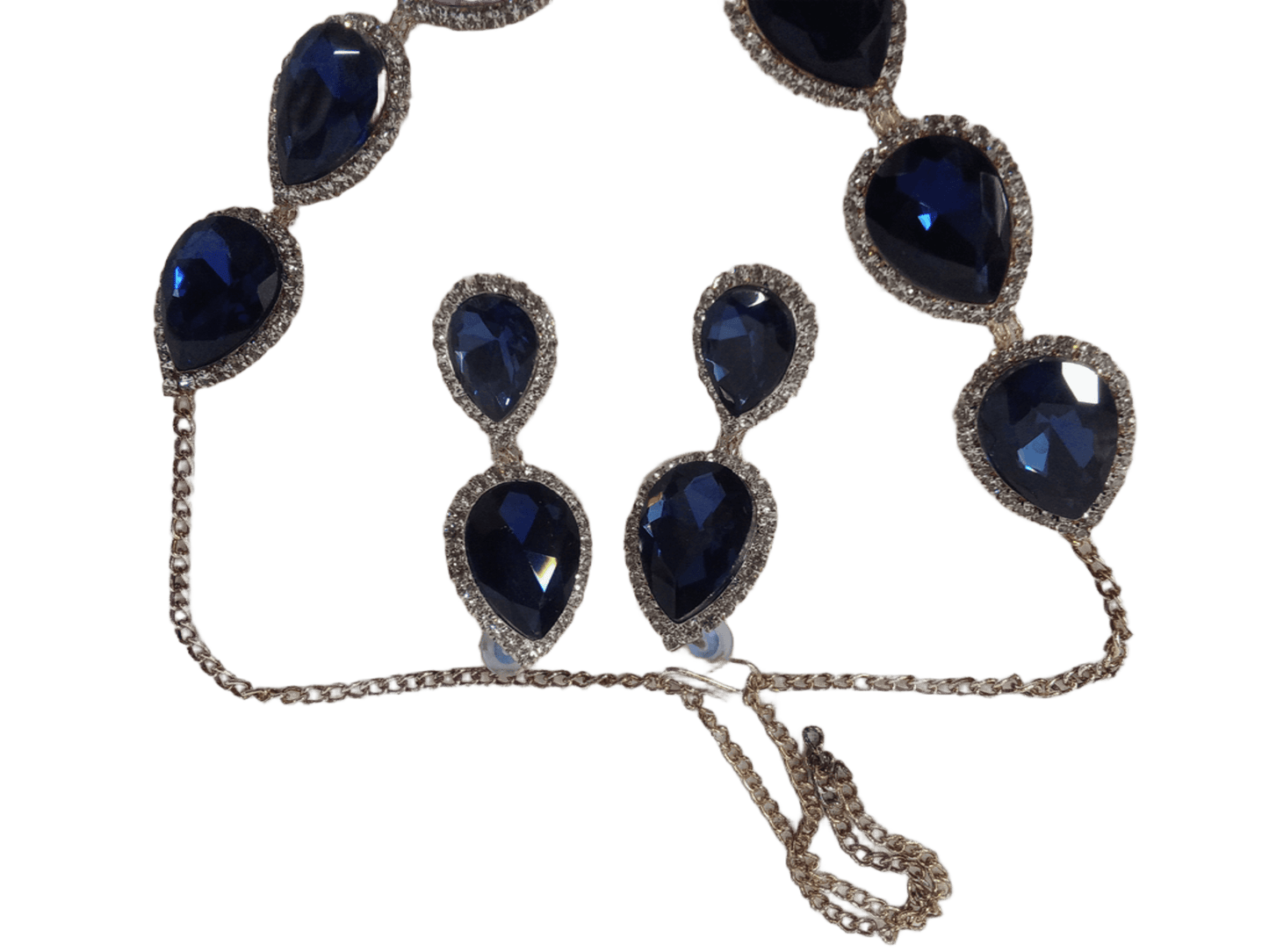 Women Necklace Jewelry Earrings Indian Bollywood Bridal AD Set Silver Plated By Kalra Creations