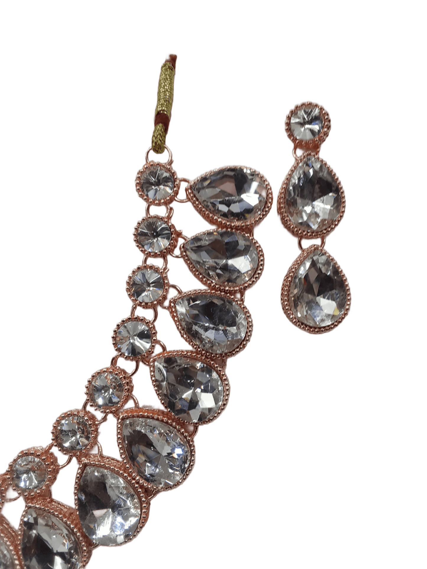 Necklace Set Rose Gold Plated Stones Choker Women Necklace Earring Mang Tika By Kalra Creations