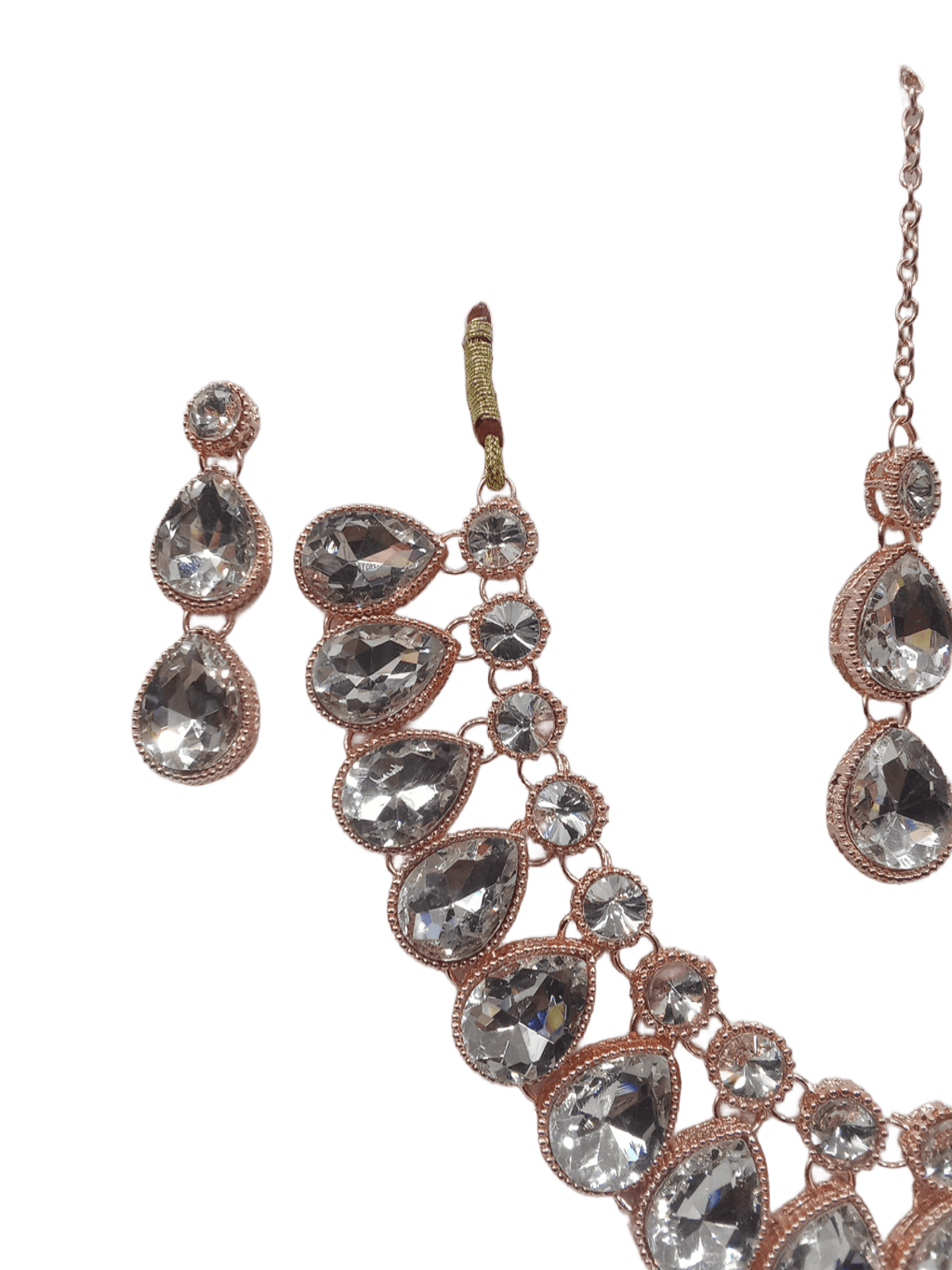 Necklace Set Rose Gold Plated Stones Choker Women Necklace Earring Mang Tika By Kalra Creations