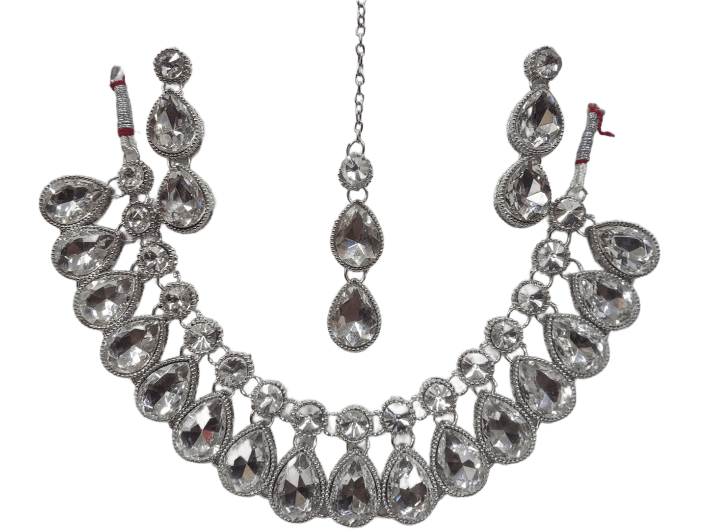 Necklace Set Silver Plated Stones Choker Women Necklace Earring Mang Tika By Kalra Creations