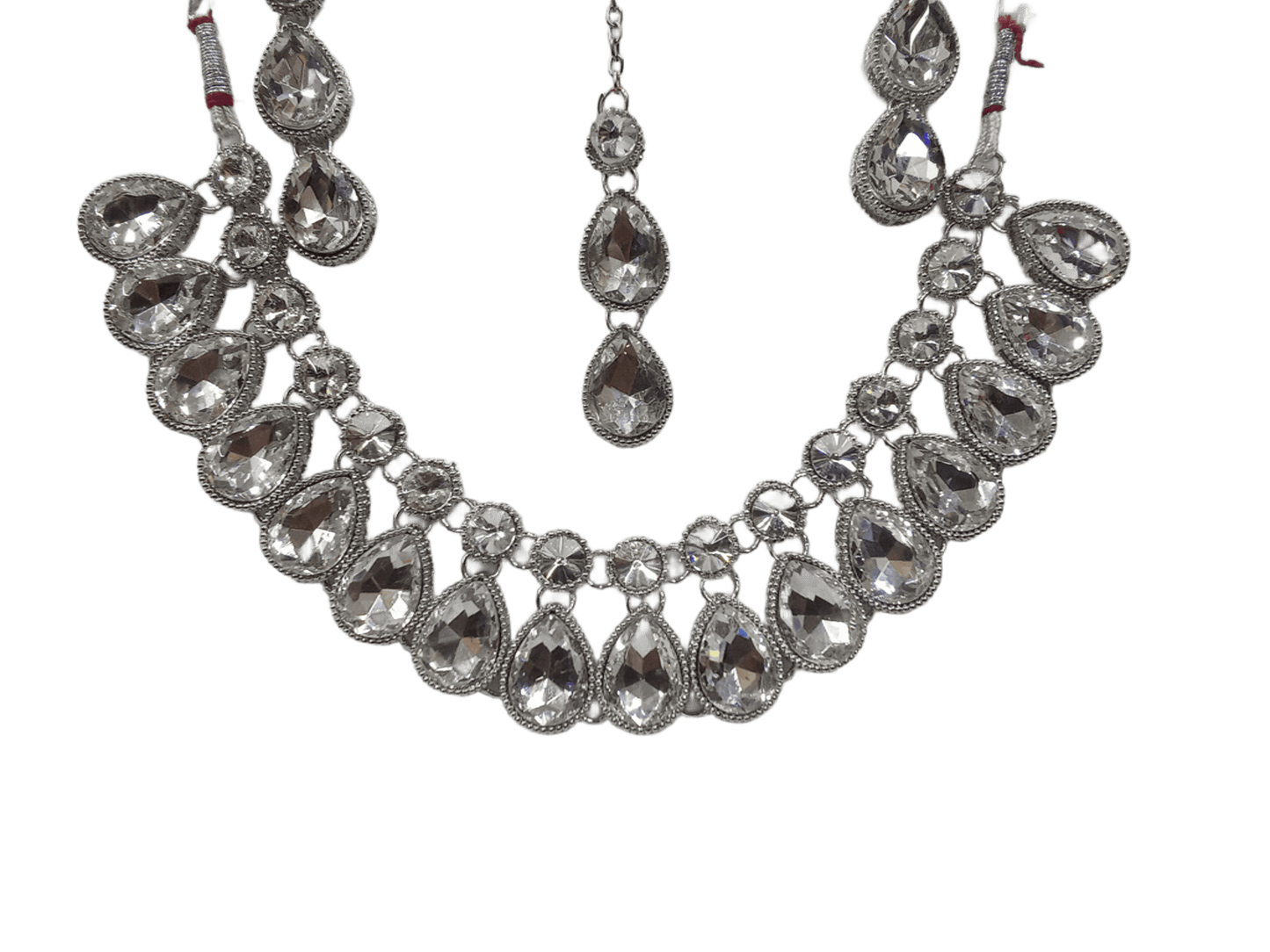 Necklace Set Silver Plated Stones Choker Women Necklace Earring Mang Tika By Kalra Creations