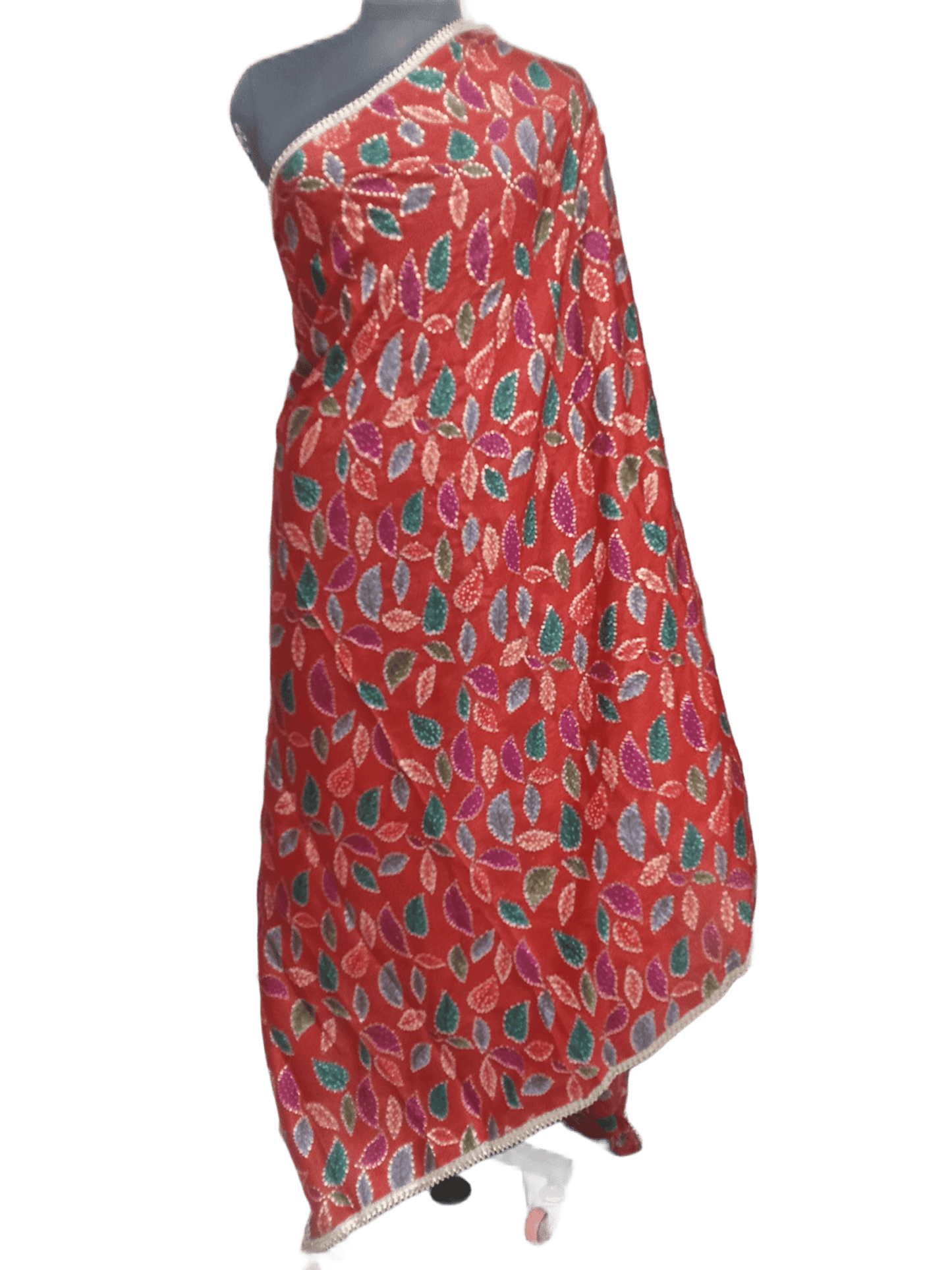 Indian Dupatta With Gotta Lace Women Handmade Bollywood Punjabi Phulkari By Kalra Creations