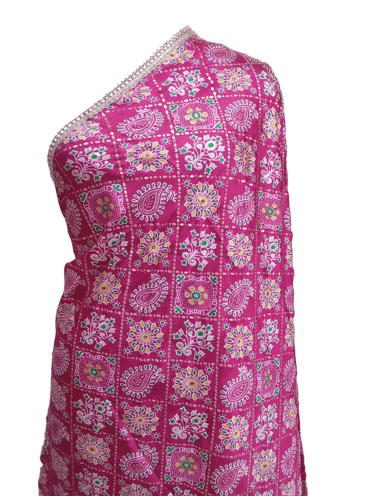 Indian Dupatta With Gotta Lace Women Handmade Bollywood Punjabi Phulkari