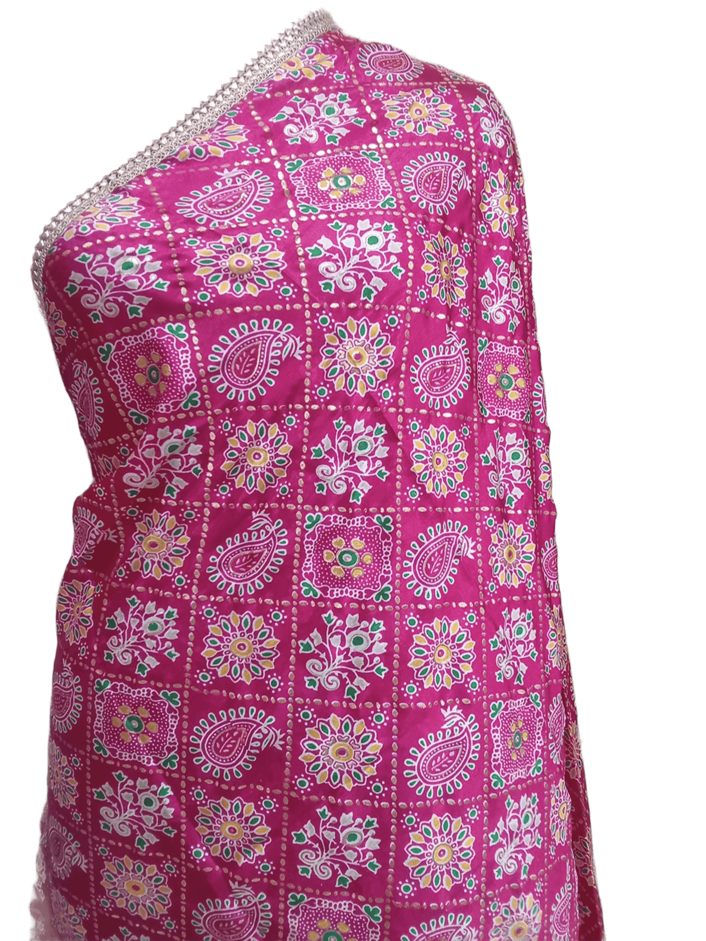 Indian Dupatta With Gotta Lace Women Handmade Bollywood Punjabi Phulkari