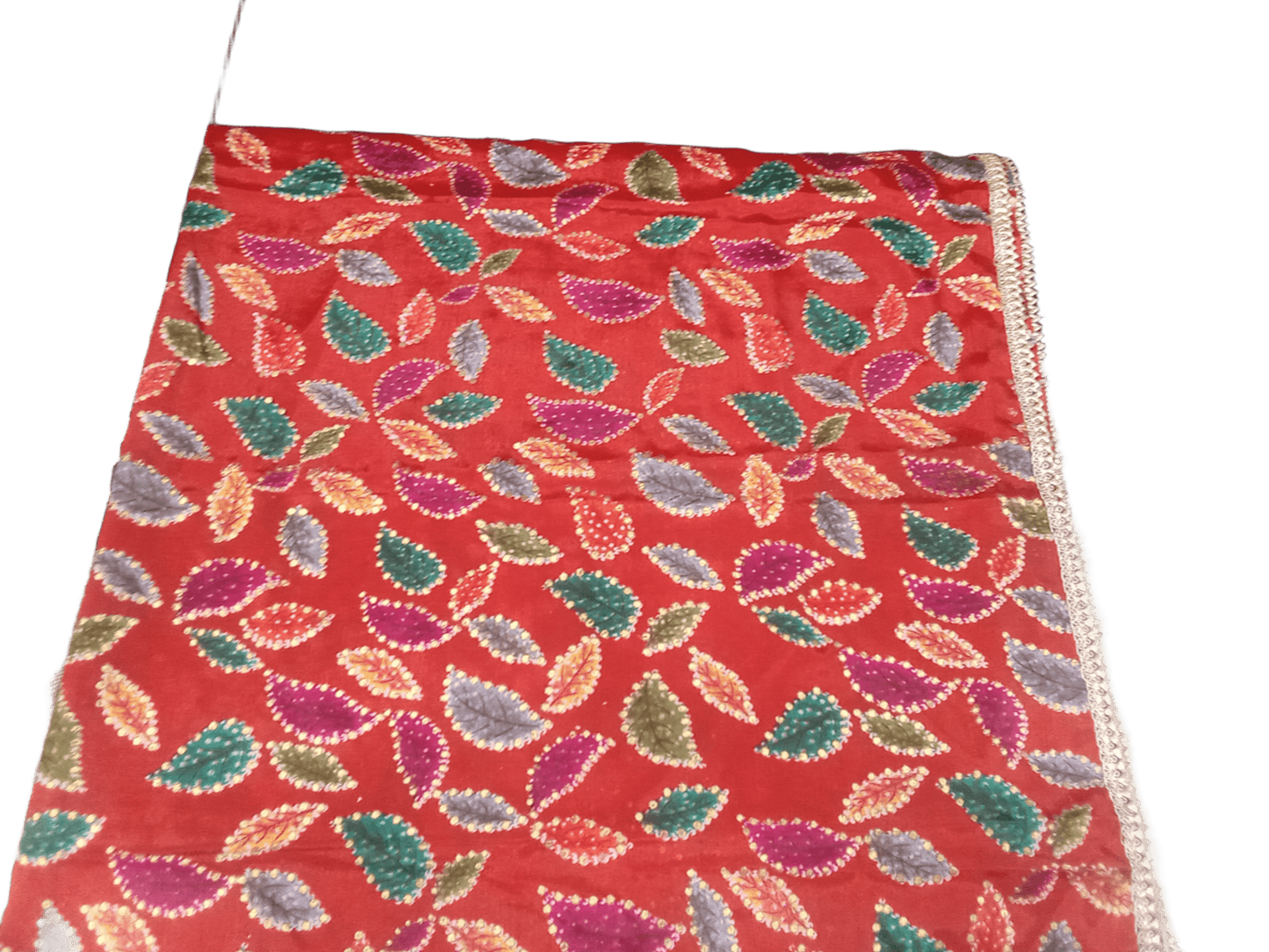 Indian Dupatta With Gotta Lace Women Handmade Bollywood Punjabi Phulkari By Kalra Creations