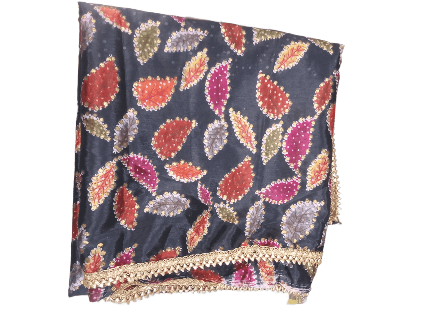 Indian Dupatta With Gotta Lace Women Handmade Bollywood Punjabi Phulkari By Kalra Creations