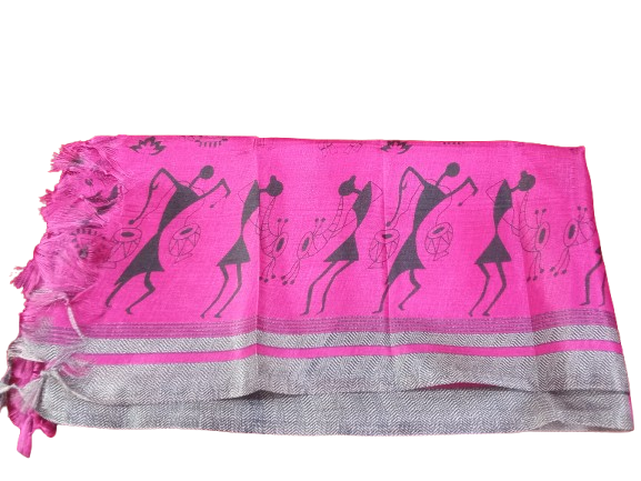 Women Long Dupatta Stole Silk Handmade Kalamkari Dupatta By Kalra Creations