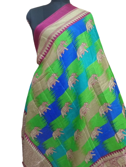 Women Long Dupatta Stole Silk Handmade Kalamkari Dupatta By Kalra Creations