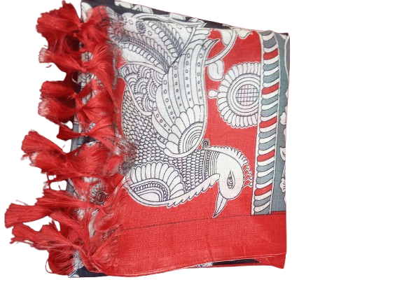 Silk Handmade Kalamkari Dupatta for Women - Long Stole By Kalra Creations