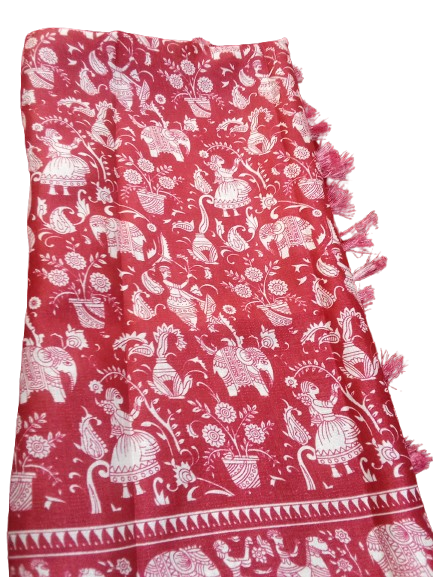 Women Long Dupatta Stole Silk Handmade Kalamkari Dupatta By Kalra Creations