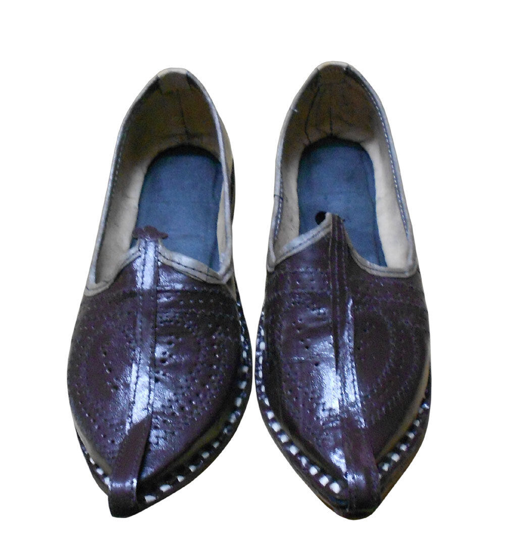By Kalra Creations Men Shoes Jutties Traditional Handmade Leather Brown Mojaries Flip-Flops Flat US 7