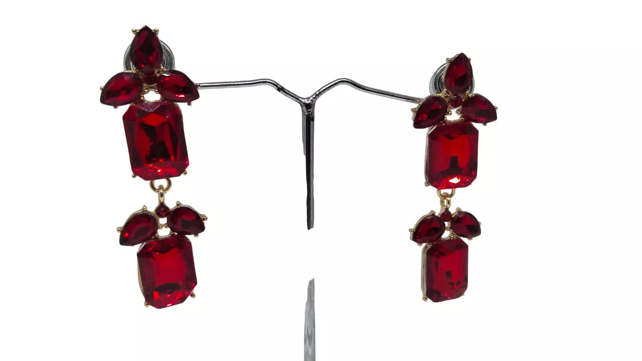 Women Jewelry Indian Rose Gold Red Stone Bollywood Style Bridal Brass Earrings By Kalra Creations