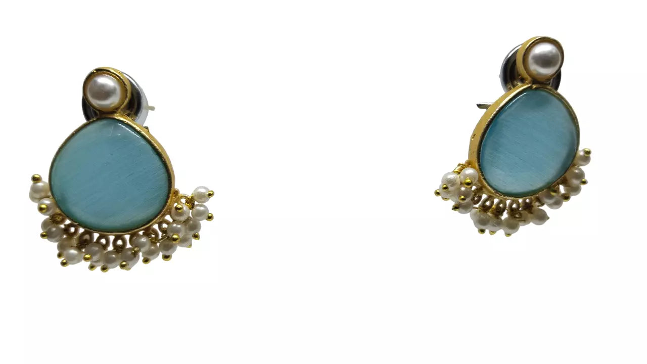 Women Jewelry Indian Earrings Bollywood Sky Blue Style Bridal Brass Earrings By Kalra Creations
