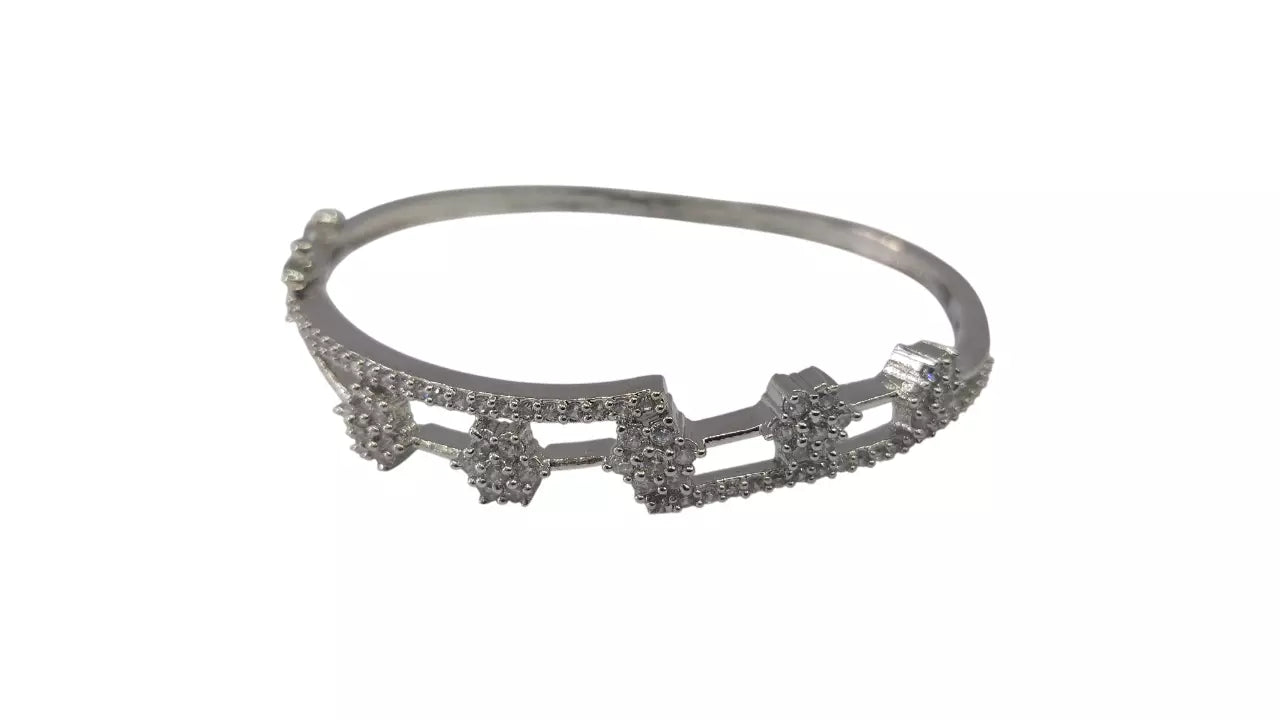 Women Bracelet Silver Plated Indian Jewelery Stone Kada Bracelet AD By Kalra Creations