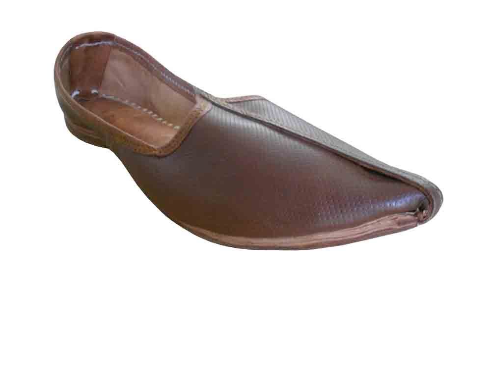 By Kalra Creations Men Shoes Indian Genuine Casual Jutties Leather Handmade Brown Mojaries Flip-Flops US 8
