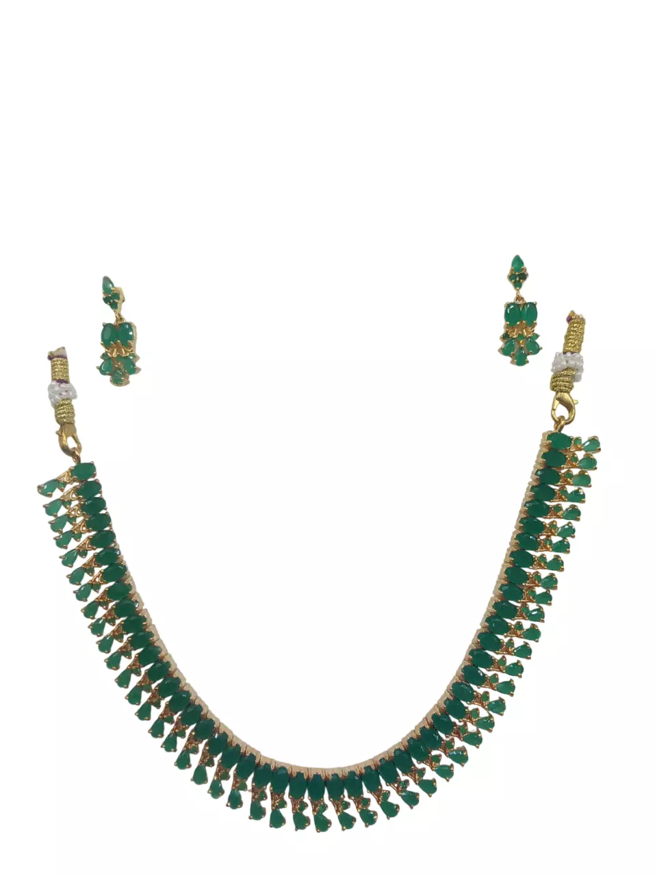 Women Necklace Jewelry Earrings Indian Bollywood Bridal AD Set Gold Plated By Kalra Creations