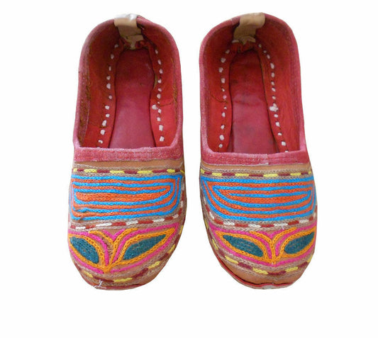 Women Shoes Boho Leather Jutties Khussa Handmade Multicolor Ballerinas Flip-Flops Flat US 5.5