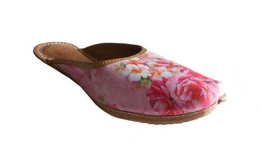 Women Slippers Indian Leather Shoes Self Printed Cushion Soft Clogs US 6-9