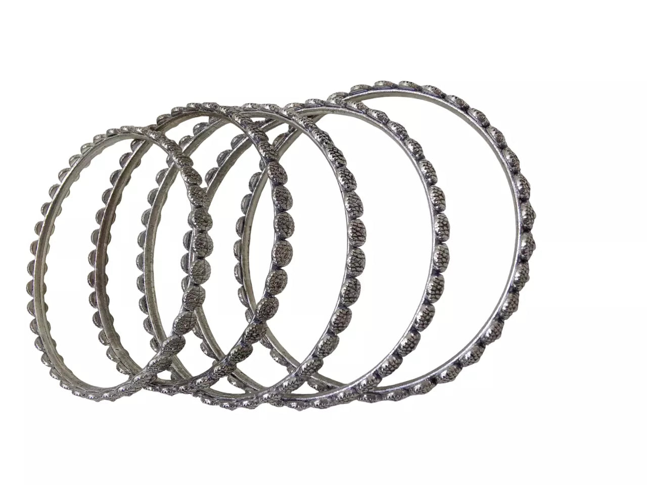 Women Brass Bracelet Silver Oxidised Brass Rajasthani Bangles 5 Pcs Size 2.4 By Kalra Creations