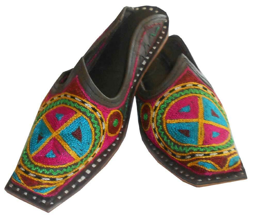 Women Slippers Indian Handmade Jutties Leather Mojaries Clogs Open Flip-Flops Flat US 4