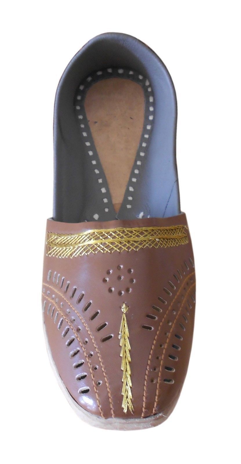 By Kalra Creations Men Shoes Indian Traditional Jutties Leather Mojaries Brown Flip-Flops US 8/9