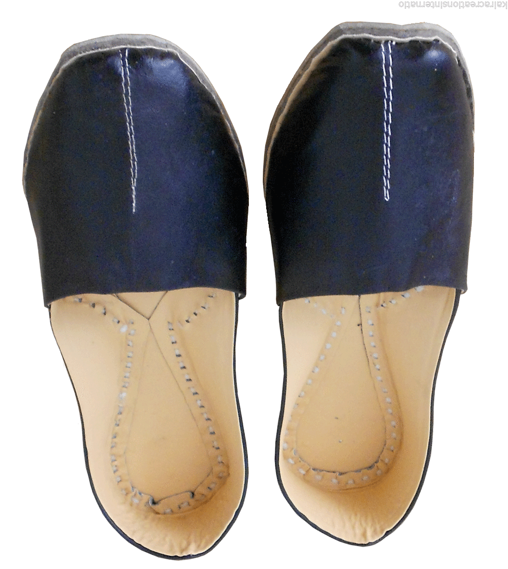 By Kalra Creations Men Shoes Traditional Mojaries Leather Black Handmade Indian Jutties Flip-Flop Flat US 9