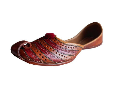 Women Shoes Casual Leather Jutties Indian Mojaries Brown Wedding Khussa Flip-Flop US 4.5-7.5