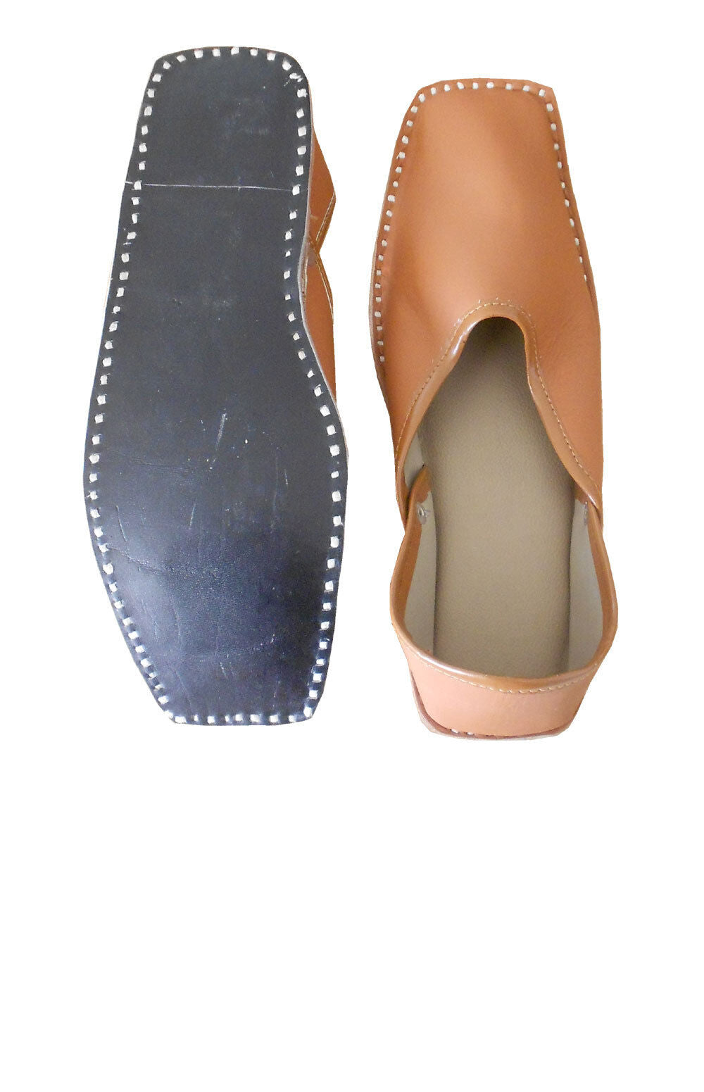 By Kalra Creations Men Shoes Traditional Handmade Indian Mojaries Brown Boat Jutties Flip-Flop US 11.5