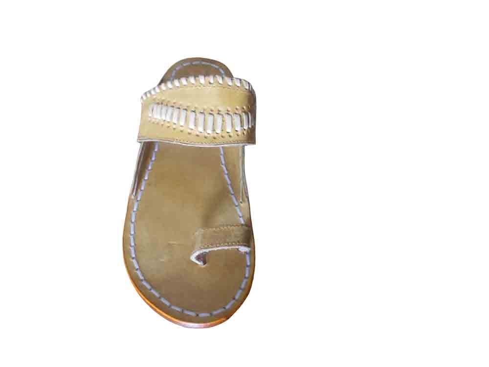 By Kalra Creations Men Slippers Indian Jutties Handmade Cream Leather Mojaries Ethnic Flip-Flops Flat US 6-9