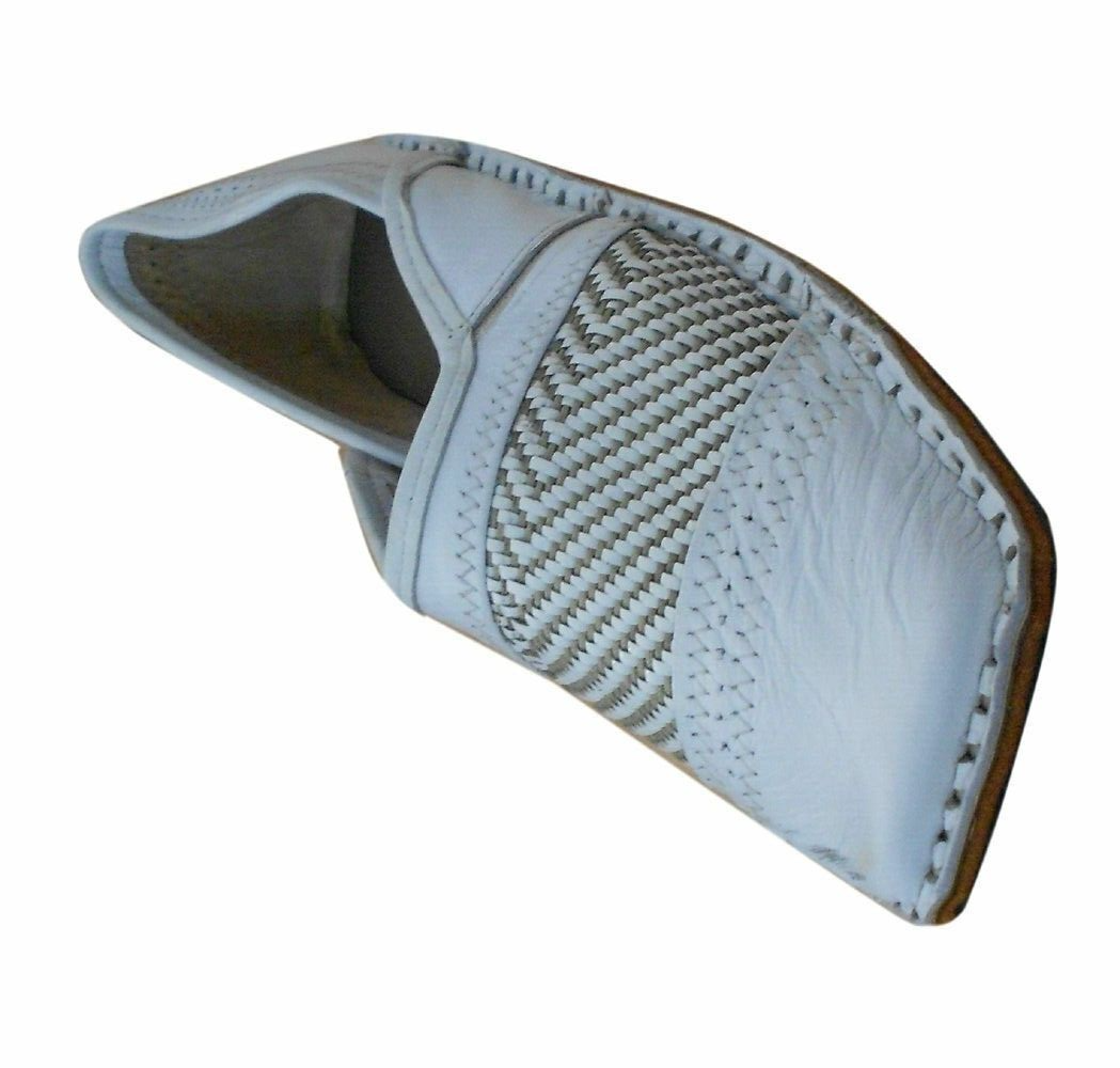 By Kalra Creations Men Shoes Indian Leather White Mojaries Handmade Brown Loafers Punjabi Jutties Flip-Flops Flat US 8