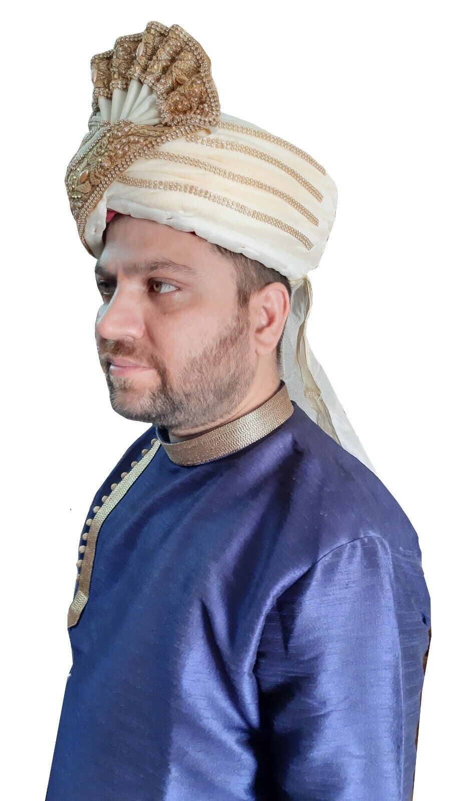 Men Hat Wedding Designer Groom Turban Indian Pagri Handmade Cream Safa Top