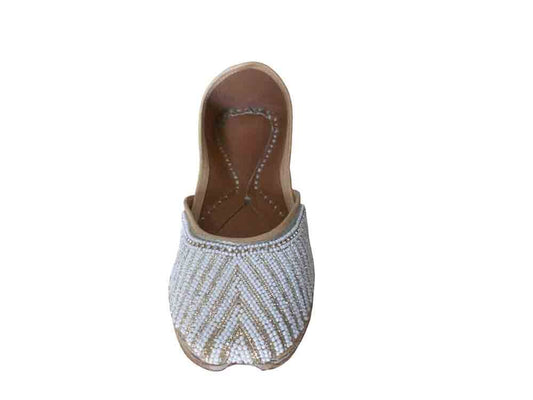 Women Shoes Indian Khussa Wedding Mojaries Leather Handmade Jutties Flip-Flops US 7-9