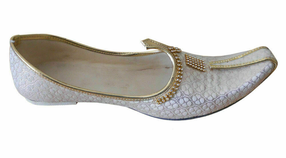 By Kalra Creations Men Shoes Indian Mojaries Wedding Cream Khussa Loafers & Slip Jutties Flip-Flops Flat US 6/8