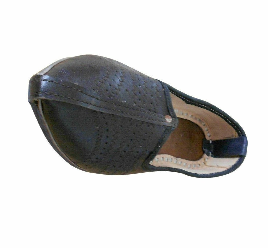 By Kalra Creations Men Shoes Handmade Leather Mojaries Indian Black Jutties Casual Loafers Flip-Flops Flat US 9