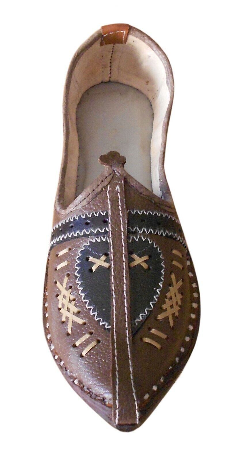 By Kalra Creations Men Shoes Espadrilles Handmade Brown Jutties Rajasthani Khussa Leather Mojaries Flip-Flop US 8