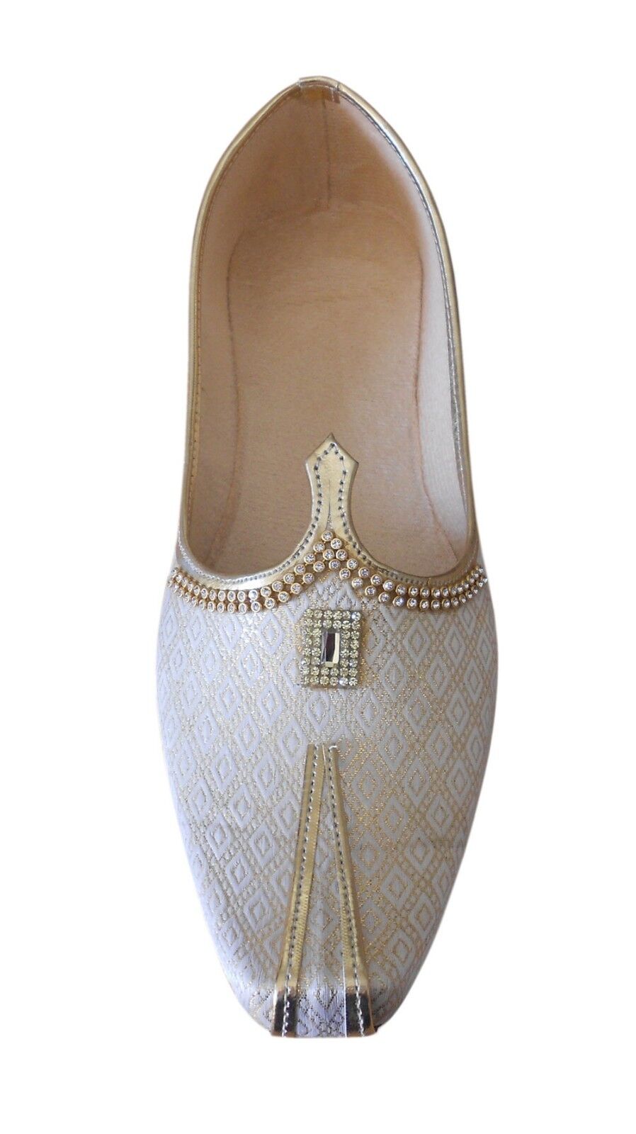 By Kalra Creations Men Shoes Indian Traditional Wedding Jutties Handmade Cream Groom Mojaries Flip-Flops US 6-12