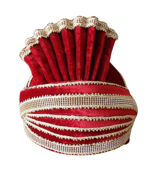 Men Hat Indian Wedding Punjabi Red Turban Bhangra Wedding Pagri Traditional Top