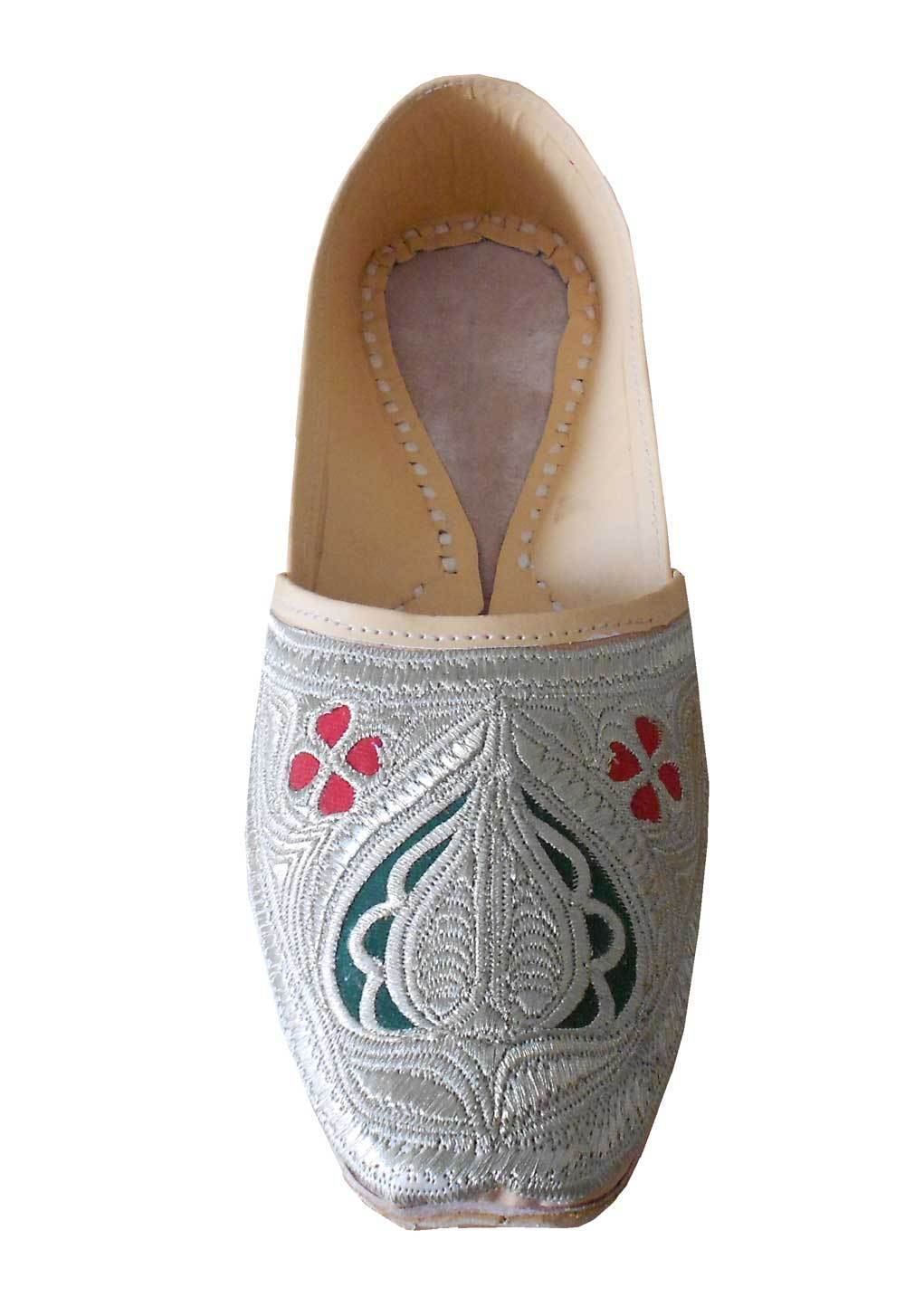 By Kalra Creations Men Shoes Indian Jutties Punjabi Cream Loafers Leather Handmade Mojaries Flip-Flops Flat US 8