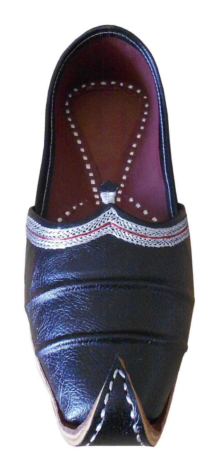By Kalra Creations Men Shoes Indian Jutties Khussa Leather Loafer Black Mojaries Loafers & Slip Ons Flip-Flops Flat US 8.5-9.5