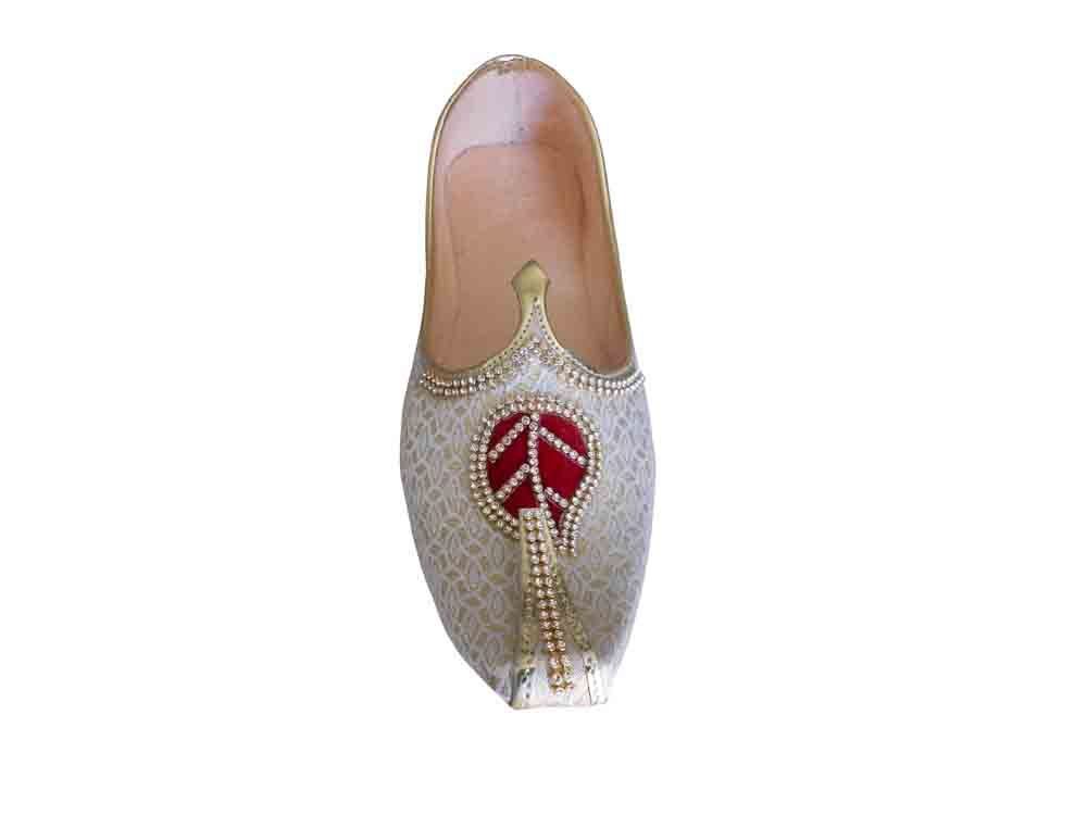 By Kalra Creations Men Shoes Traditional Wedding Punjabi Jutties Handmade Cream Mojaries Flip-Flops Flat US 6-12