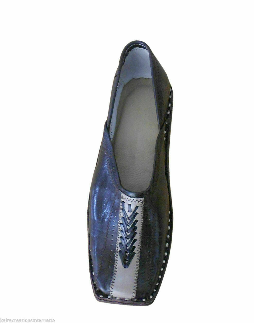 By Kalra Creations Men Shoes Traditional Handmade Casual Indian Brown Jutties Ethnic Leather Mojaries Flip-Flops Flat US 9