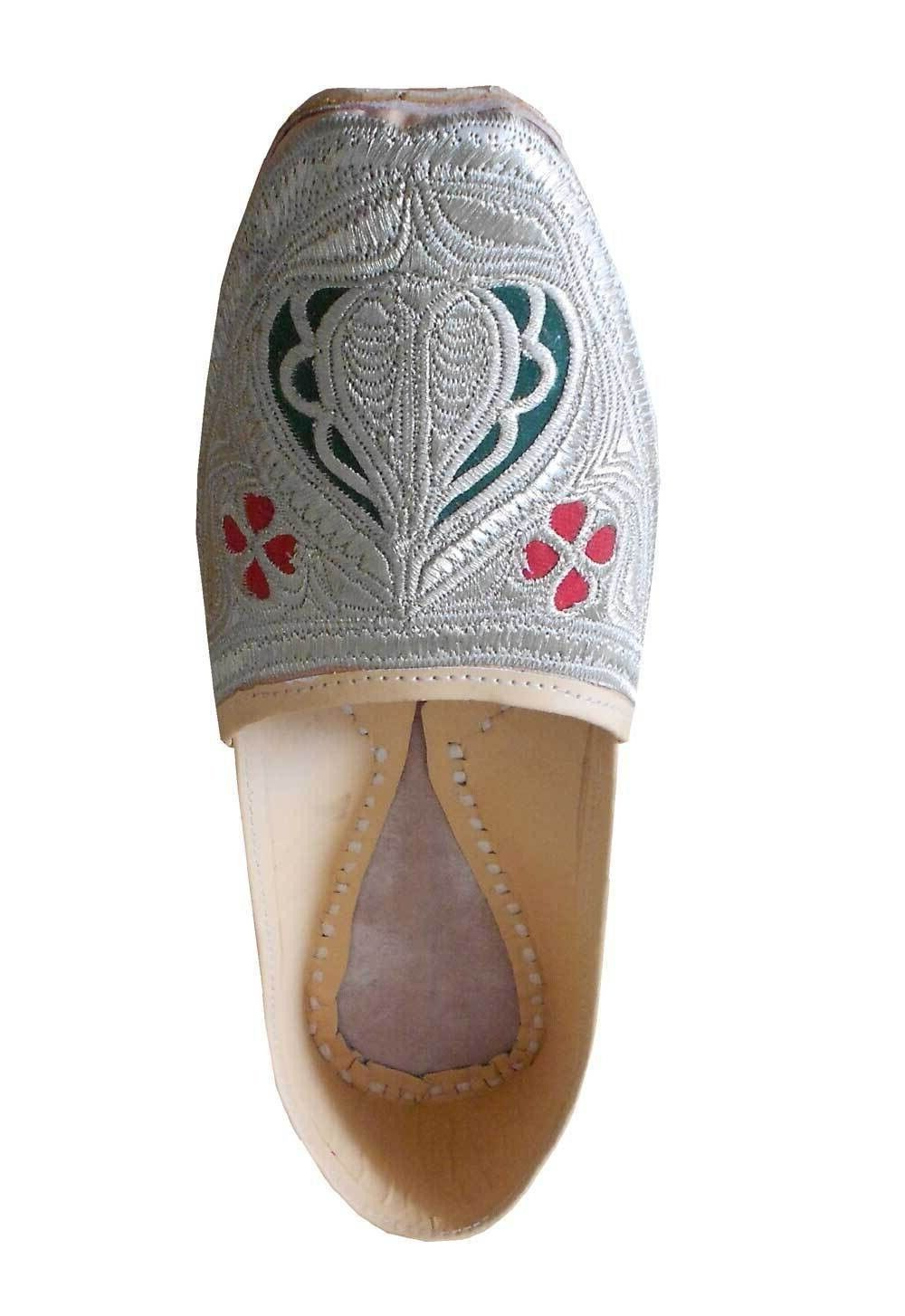 By Kalra Creations Men Shoes Indian Jutties Punjabi Cream Loafers Leather Handmade Mojaries Flip-Flops Flat US 8