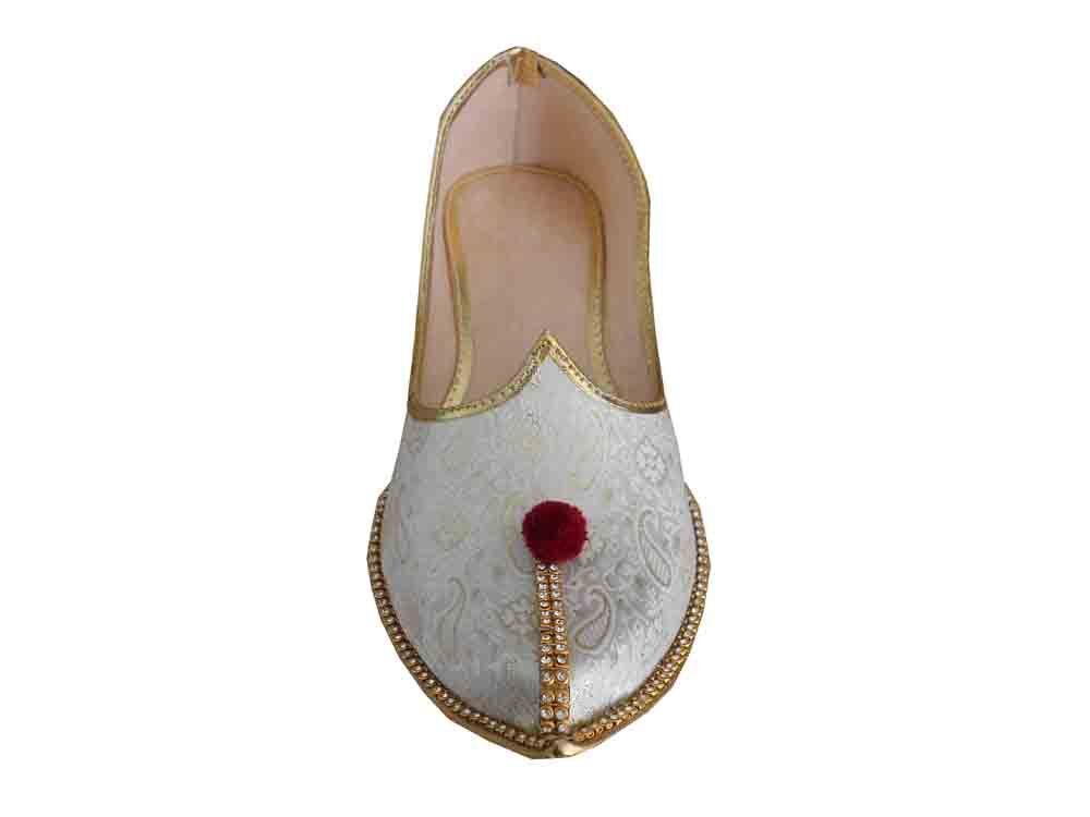 By Kalra Creations Men Shoes Wedding Sherwani Leather Mojaries Indian White Jutties Flip-Flops Flat US 6-12