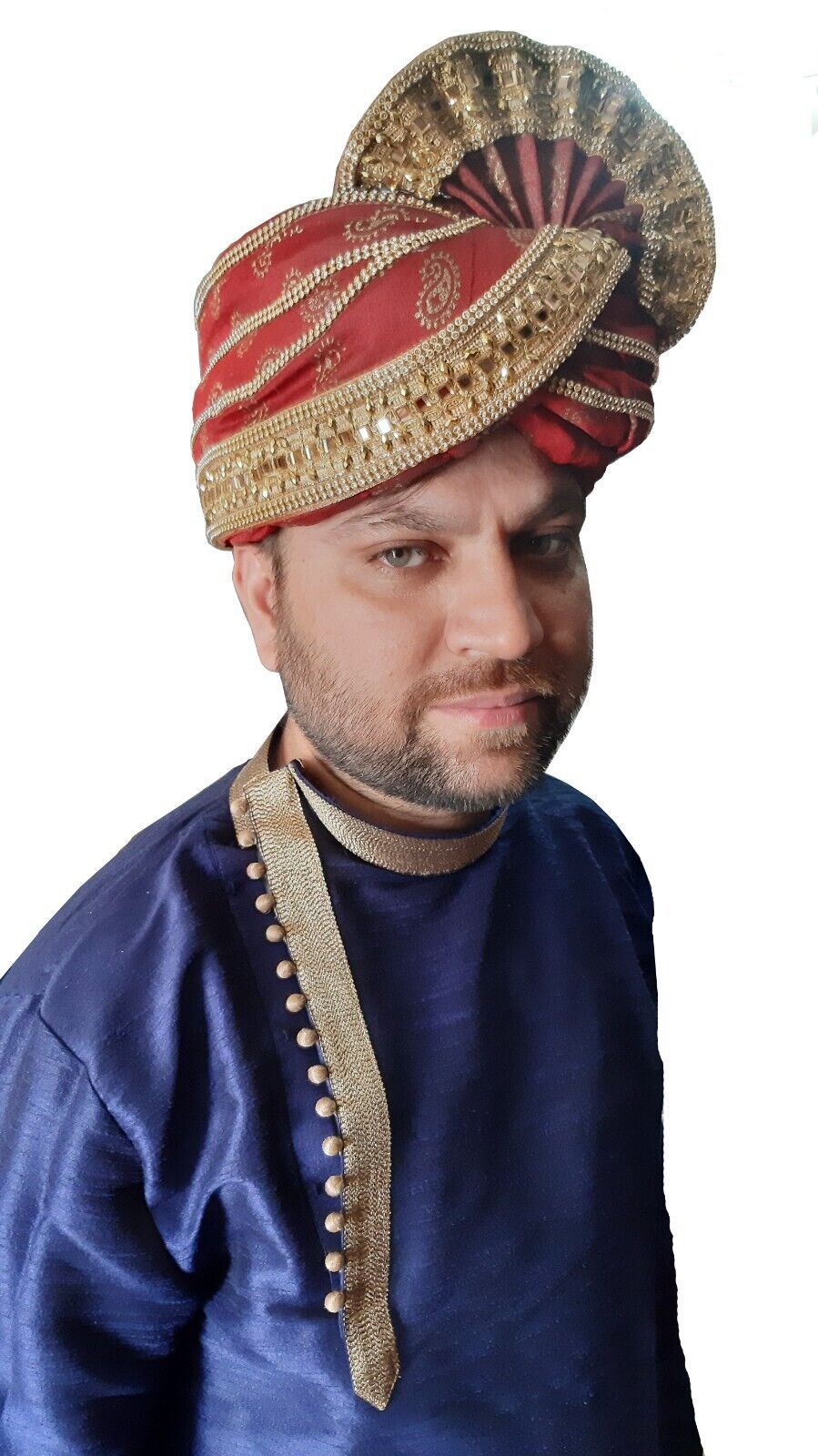 By Kalra Creations Men Hat Designer Groom Turban Indian Wedding Pagri Handmade Red Safa Pag Top